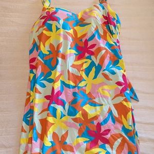 Land's End  Swim Dress Multi Graphic Floral 18W
